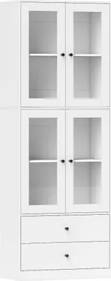 Produktbild von Küchenschrank mit Schubladen und Glastüren, Melamin-Oberfläche, Weiß