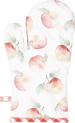 Produktbild von Clayre & Eef Ofenhandschuh 18x30 cm Rot Weiß Baumwolle Äpfel