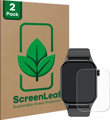 Produktbild von 2x ScreenLeaf Schutzfolie für Smartwatch T98 2.04" nachhaltiger Displayschutz Display Schutz Folie Klar Transparent