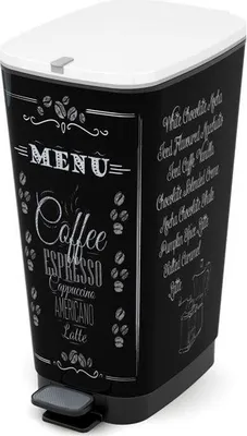 Obrázek produktu pro Kbelík na odpadky, 42,5 l, černý, motiv kávy, protiskluzový, nepropustný pro pachy