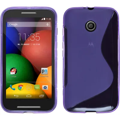 Produktbild von PhoneNatic Case kompatibel mit Motorola Moto E - lila Silikon Hülle S-Style + 2 Schutzfolien