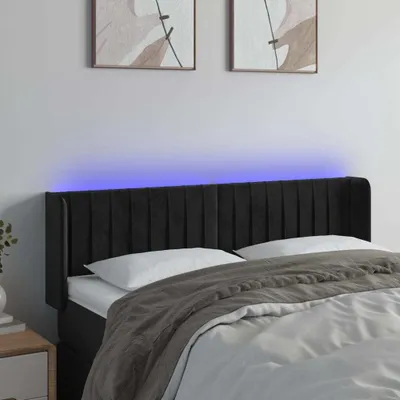 Produktbild von LED Kopfteil Schwarz 147x16x78/88 cm Samt