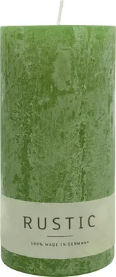 Produktbild von Stumpenkerze aus Paraffin, Olive, Rustic, WENZEL, 140/70 mm, Brenndauer ca. 69h, selbstverlöschend