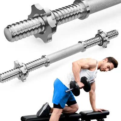 Produktbild von Gymtek Kurzhantelstange - 40 cm Länge, Ø 24 mm - Belastbar Einzeln Hantelstange - Kurzgriffe Kurzhanteln Hantel Hanteln Stange für Home Gym, Workout