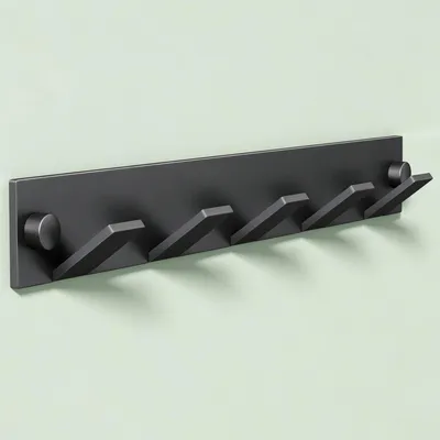 Produktbild von Mai & Mai Kleiderhaken Wandgarderobe Wandhaken aus Edelstahl mit 5 Haken Garderobenleiste Garderobenhaken 30cm Matt schwarz Stalo-03