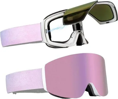 Productafbeelding van Skibril Sneeuwbril - Wintersporthoezen - Bescherming Op De Piste - Anti-condens UV400 - 19 cm Breed - Roze