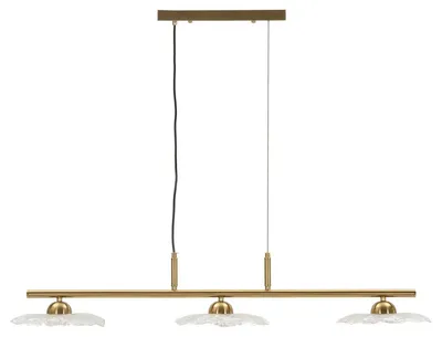 Immagine prodotto di Lampadario Emily a 3 luci in ferro oro e vetro trasparente