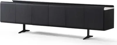 Zdjęcie produktu dla Czarna drewniana szafka pod telewizor, nowoczesny, elegancki design, solidna konstrukcja