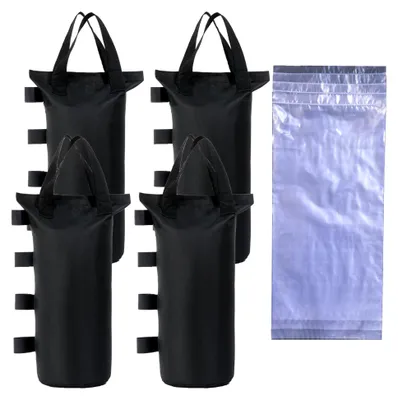 Produktbild von Canopy Weight Sandsäcke mit Wasseraufbewahrungstaschen, robuste Zeltankertaschen, 50 x 20 cm, Schwarz (Schwarz, 4 Sandsäcke + 4 Wassersäcke)