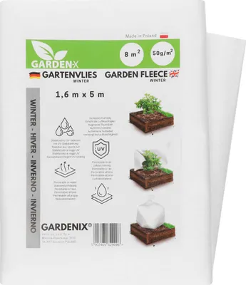 Obrázek produktu pro GARDENIX® 8 m² zimní rouno pro rostliny 50g/m² - Zimní ochrana - Vysoká UV stabilizace odolná proti roztržení a propustná pro vodu (1,6 m x 5 m)