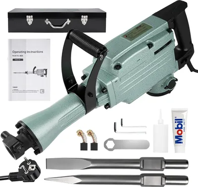 Obrázek produktu pro 1500W sekací kladivo SDS - 65J Power Heavy Duty bourací kladivo do betonu s antivibrační rukojetí, 2 sekáči a úložným boxem