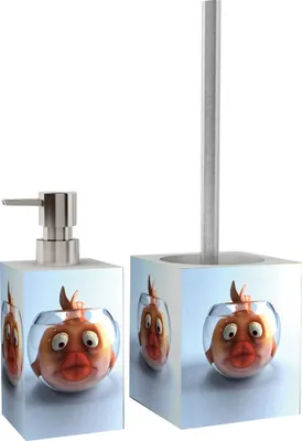 Produktbild von 2-teiliges Badezimmer Set Seifenspender und WC-Bürste – Goldfisch