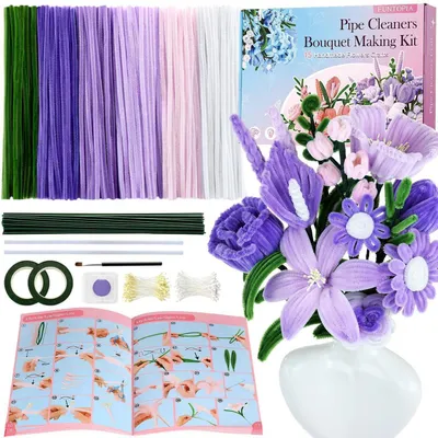 Immagine prodotto di Kit per la pulizia dei flauti a forma di fiori, 540 pezzi, color lilla/viola, con istruzioni e accessori