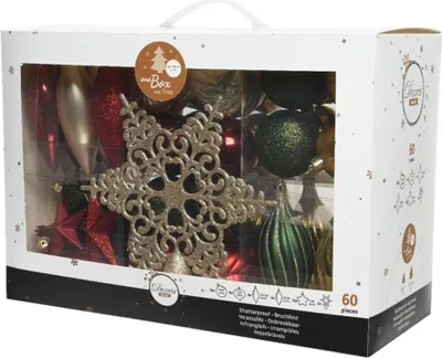 Produktbild von Christbaumkugeln bunt mit Spitze, 60er Set, 6-12,5 cm