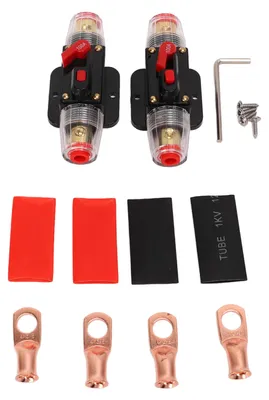 Obrázok produktu pre 12?24 V Inline istič s manuálnym resetovaním Držiak poistky Batériové svorky Tepelné zmršťovacie rúrky pre audio systém v aute alebo lodi 100 A