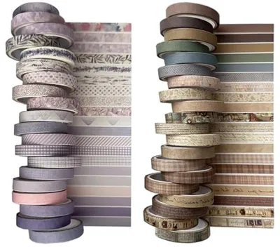 40 Rollen Vintage Papierklebeband, dünnes kreatives Band für DIY-Tagebuch, Scrapbooks und Notizen
