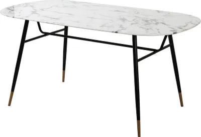Produktbild von Möbilia Tisch 160 x 90 cm | Glasplatte in Marmoroptik weiß | Gestell Metall schwarz | B 160 x T 90 x H 77 cm | 28020008 | Serie TISCH