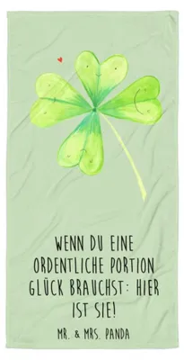 Produktbild von Mr. & Mrs. Panda XL Badehandtuch Blume Kleeblatt - Blattgrün - Geschenk, Duschhandtuch, Frottee-Handtuch, Glück, Kleeblätter, Garten, Motivation, Duschtuch, Großes, Umzug