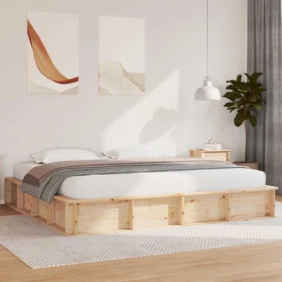 Produktbild von Bettgestell mit Speicher Braun 200 x 200 cm Kiefernholz