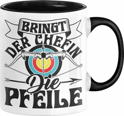 Produktbild von Bogenschützin Tasse Geschenk Frauen Bogenschießen Geschenkidee Pfeil und Bogen (Schwarz)