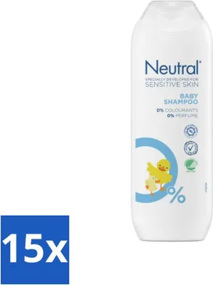 Immagine prodotto di Shampoo neutro per bambini – Per pelli sensibili – Senza profumi – Senza coloranti – 250 ml - Confezione risparmio - 15 pezzi