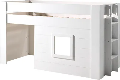 Produktbild von FURNLUX Loft Bed Noah White 90x200cm / Hauptfarbe: Weiß / Abmessungen: 96 x 214 x 121 cm