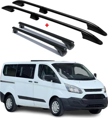 Produktbild von Dachreling + Dachträger für Ford Tourneo Custom 2012-2024 Kurzer Alu Schwarz 4x