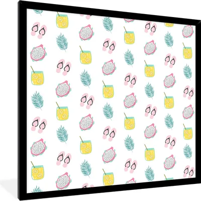 Produktbild von MuchoWow® MuchoWow® Gerahmtes Poster Sommer - Pastell - Muster 40x40 cm - Poster mit zchwarzem Bilderrahmen - Mit Rahmen - Wanddekoration Schlafzimmer