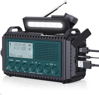 Produktbild von Solarbetriebene Notfallradio mit Windaufladung - tragbar - Solarradio - Notfallkompass