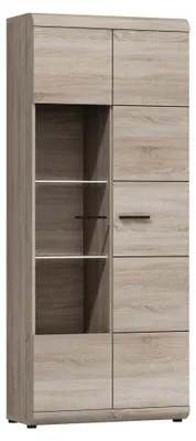 Produktbild von Glasvitrine Link Standvitrine 80x37x194cm Eiche Sonoma 2-türig