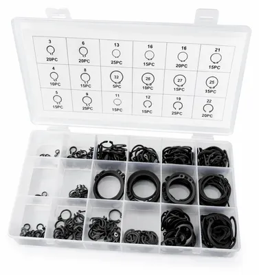 Immagine prodotto di Set 300 anelli di sicurezza esterni Seeger, kit anelli per bloccaggio esterno Gebo Tools