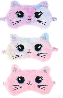 Productafbeelding van Famanu slaapmasker met een schattig kattenmotief - 3 stuks lichtblokkerende oogmaskers voor een rustgevende nachtrust