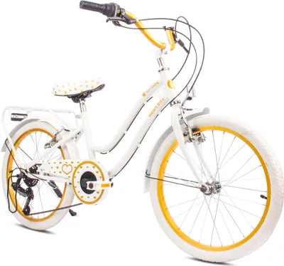 Produktbild von Mädchen fahrrad 20 Zoll mit SHIMANO 6-Gang Heart Bike Gold weiß
