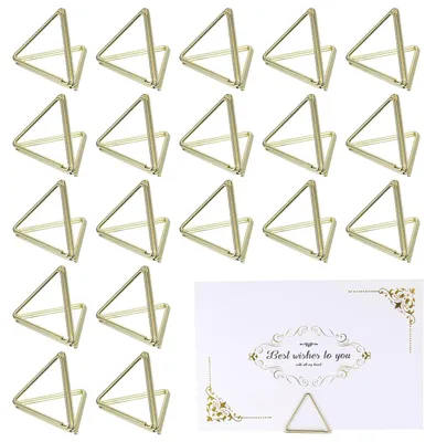 Productafbeelding van Tafelkaart houders - Driehoekig - Voor tafelkaarten en menukaarten - Goud - 20 stuks - 28 x 32 mm