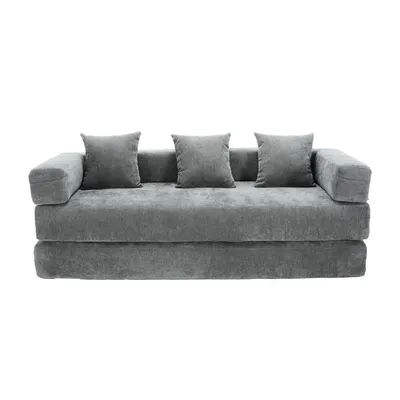 Produktbild von LVHOM Modulares Schlafsofa aus Chenille, Klappbares Bodensofa mit Seitentasche, Polstersofa Klappsofa Bettcouch 198x79/159cm, Grau