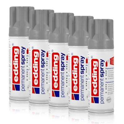 Produktbild von 5x edding Permanent Spray silber matt 200 ml Premium Acryllack Spraydose