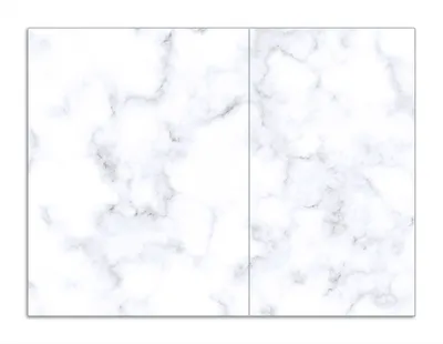 Produktbild von Wallario Herdabdeckplatte aus Glas, Größe 70 x 52 cm 2-teilig, Motiv Weiße Marmor-Optik