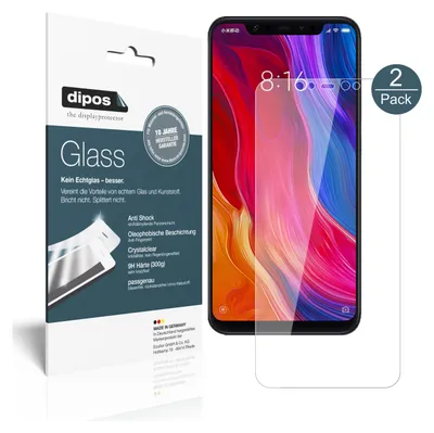 Produktbild von 2x Schutzfolie für Xiaomi Mi 8 - Anti-Shock 9H Folie dipos Glass Kunststoffglas