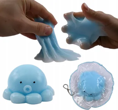 Zdjęcie produktu dla Ośmiornica Niebieski Gniotek Lepki Klejący Sticky Glut Rozciągliwy Slime