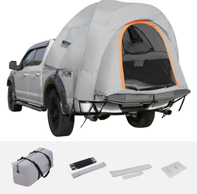 Produktbild von SucceBuy-Ladeflächenzelt, 5,5'-6' Pickup-Zelt mit Regenschutz und Tragetasche, wasserdichtes PU2000mm Doppelschicht, bietet Platz für 2-3 Personen, ideal für Camping und Outdoor-Aktivitäten