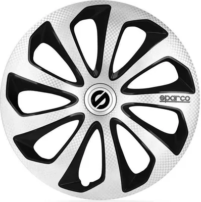 Produktbild von Radkappen Schwarz/Silber Carbon Radzierblenden Radblenden SPC1575SVBKC SPARCO