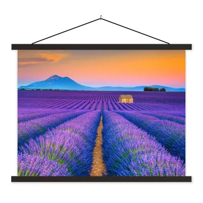 Produktbild von MuchoWow® Textilposter Lavendel - Lila - Blumen 120x90 cm mit schwarzem Rahmen - Aufhänger für Poster