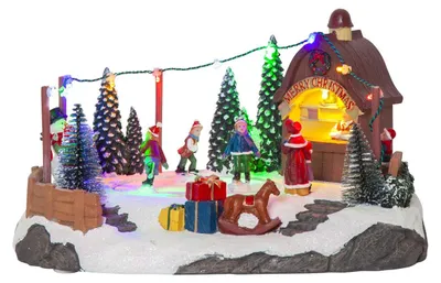 Image de Scène de Noël LED Iceville Boîte à musique avec rotation + lumière, 27x15cm