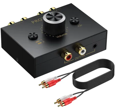 Productafbeelding van 3,5 mm & RCA Stereo Audio Switcher - Bi-directionele schakelaar met volumeregeling en mute-knop