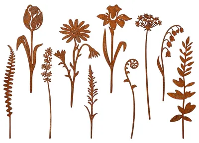 Productafbeelding van Omgoods - Weerbestendige Metalen Tuinsteker in Roestbloemen Design