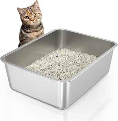 Immagine prodotto di Lettiera per gatti, dimensioni 45 x 35 x 15 cm, in acciaio inossidabile