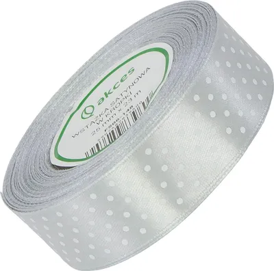 Image de RUBAN DE SATIN à pois, 25 mm - argenté 148 - 23 m - ruban décoratif