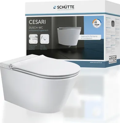 Produktbild von SCHÜTTE Dusch WC CESARI spülrandloser Bidet Toilettensitz, Toilette mit Bidet-Funktion und Ladydusche, WC Sitz mit Absenkautomatik Weiß