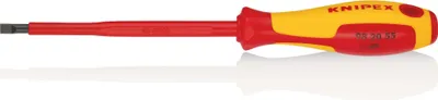 Productafbeelding van Knipex schroevendraaier, plat, 5,5 mm, totale lengte 232 mm, gehard en verchroomd, geïsoleerd, 2-componenten handgreep, VDE / 1000V - 98 20 55