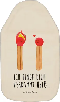 Produktbild von Mr. & Mrs. Panda Wärmekissen Streichhölzer - Weiß - Geschenk, Wärmflasche mit Bezug, Flauschige, Liebesgeschenk, Freundin, Liebesbeweis, naturkautschuk, Bettflasche